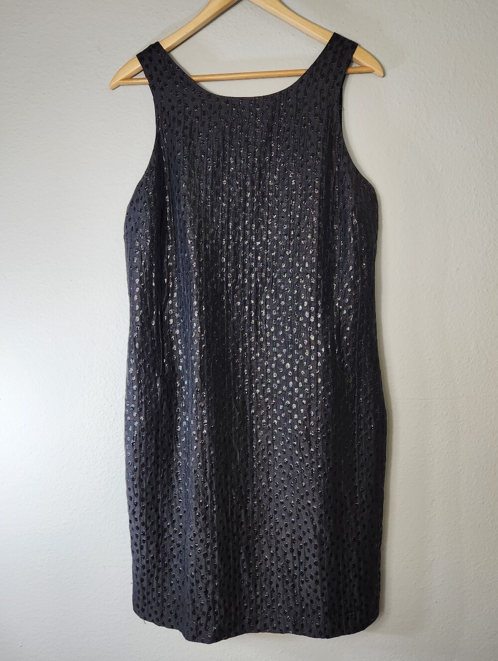 Victor Alfaro VTG Womens Petite |12P| Linen/Silk Blend Swiss Dot Sheath Dress